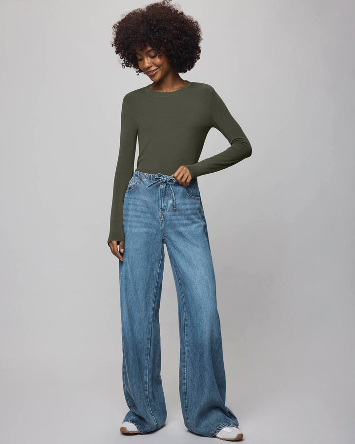 Bamboo Long Sleeve Tee - Green Spruce
