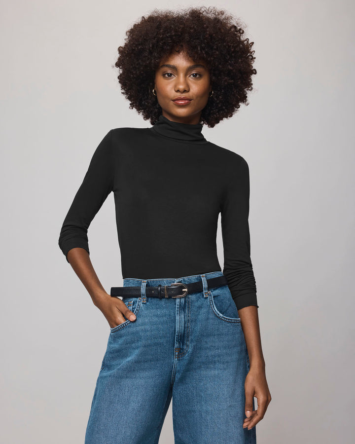Bamboo Long Sleeve Turtleneck - Black