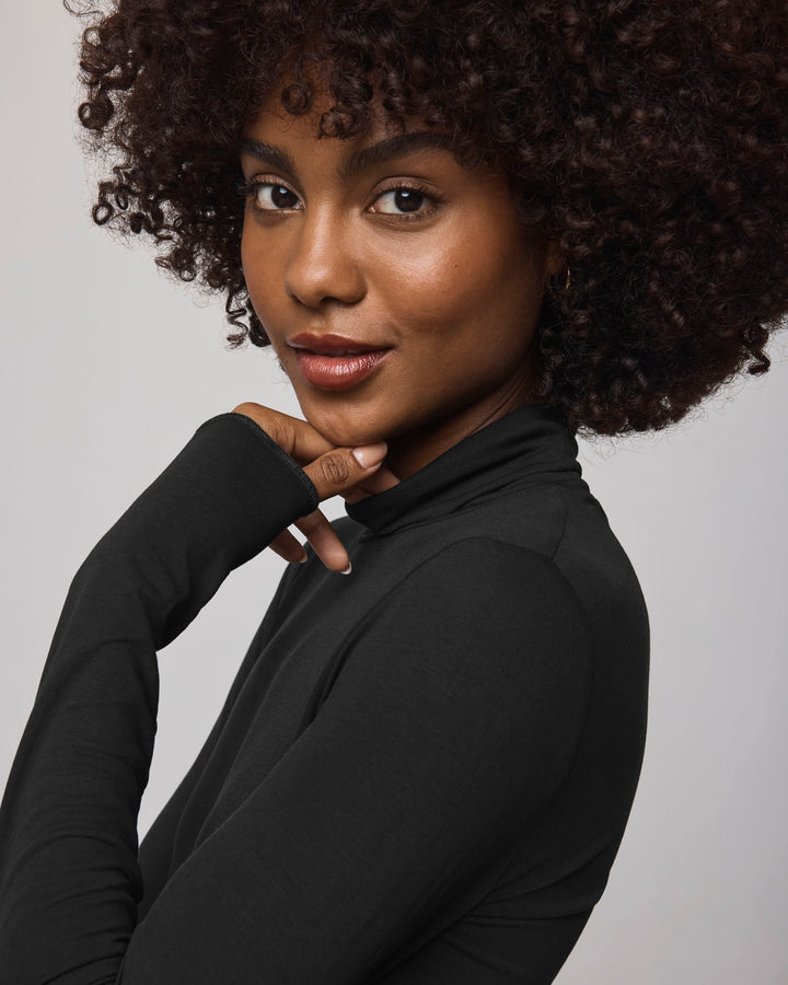 Bamboo Long Sleeve Turtleneck - Black