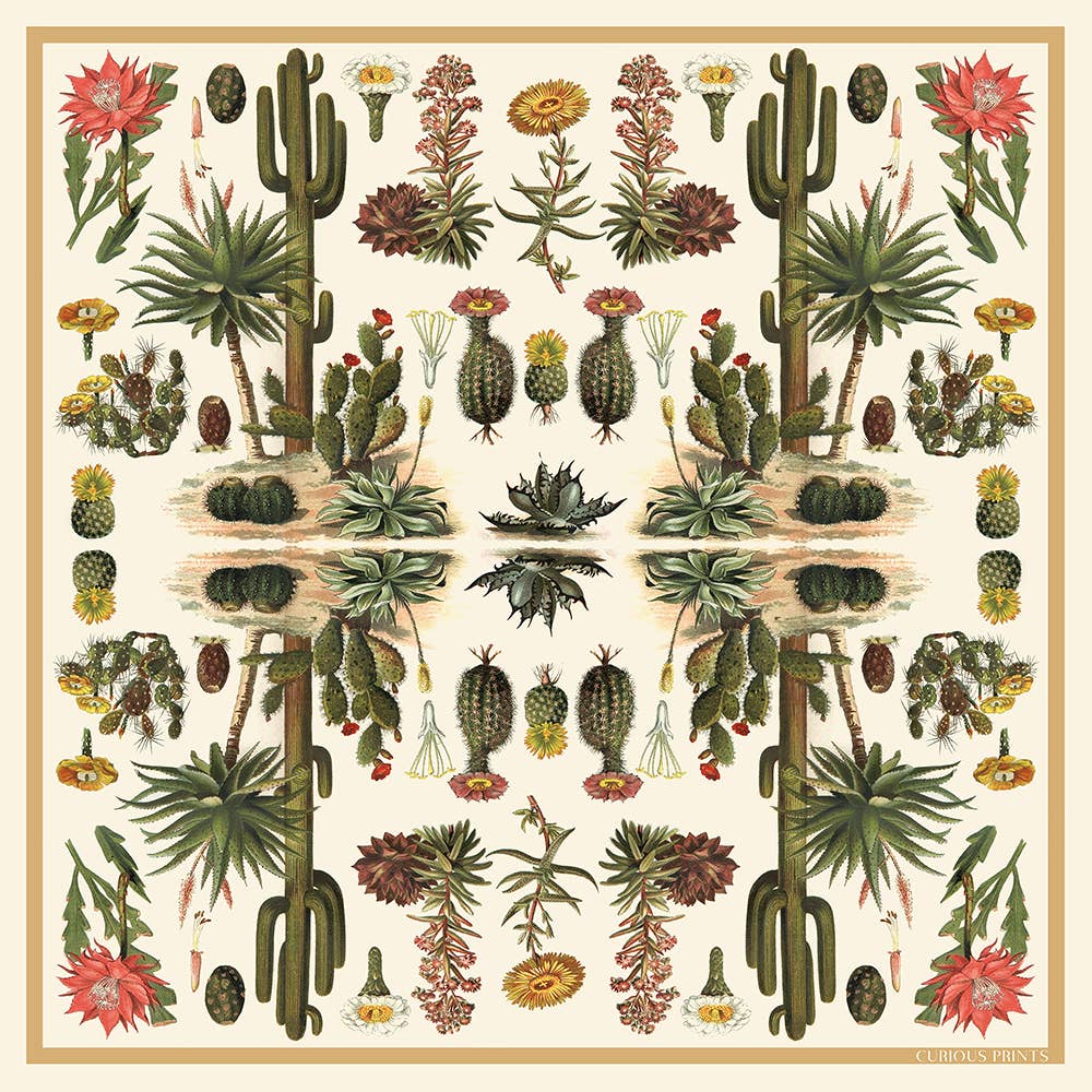 Botanical Cactus 100% Silk Scarf