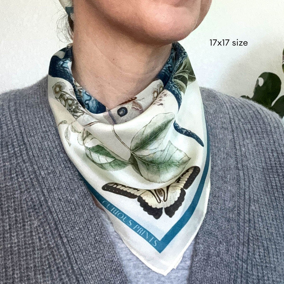 Blue Snake 100% Silk Scarf