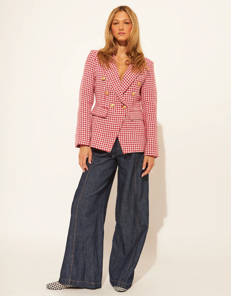 JOHN+JENN Laurent Blazer - Cherry Houndstooth