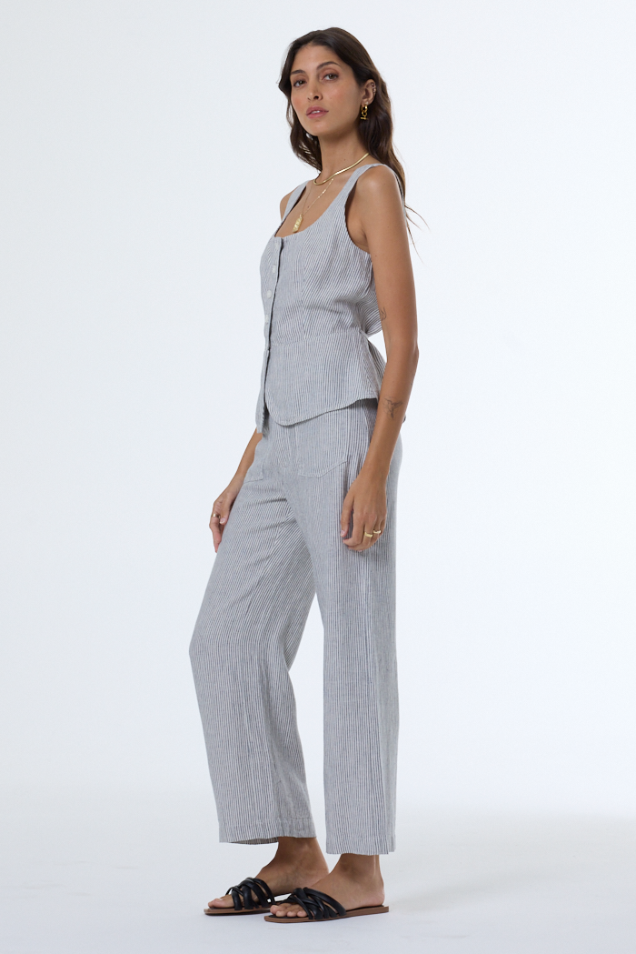 YFB Piper Rail Road Stripe Peplum Vest