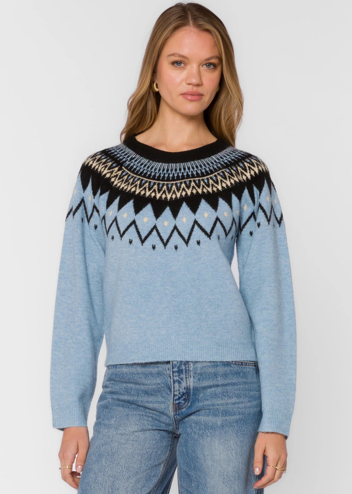 Velvet Heart Delvine Nordic Knit Sweater - Blue Mist
